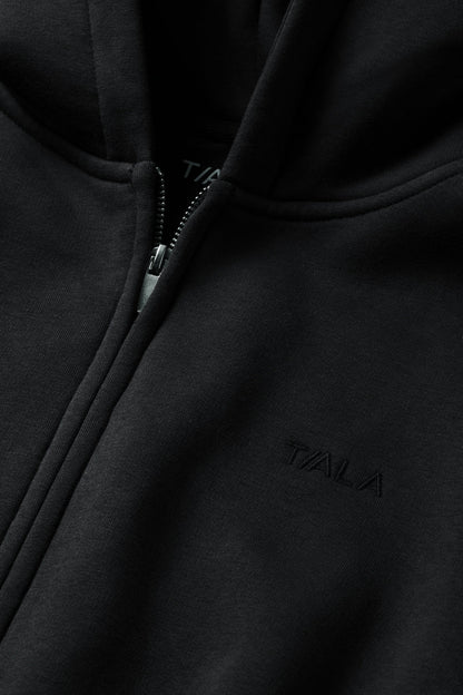 Cocoon Zip Through Hoodie - Black