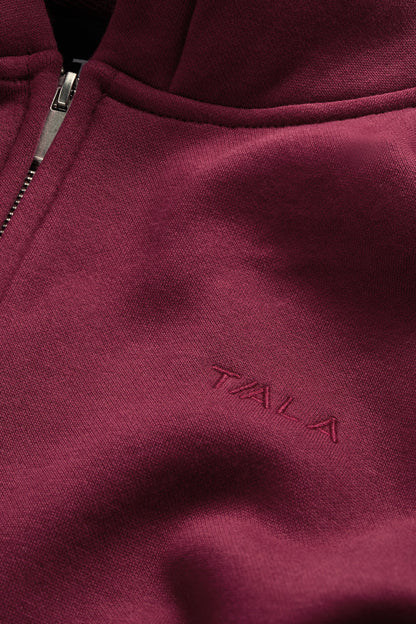 Cocoon Zip Through Hoodie - Cherry Red