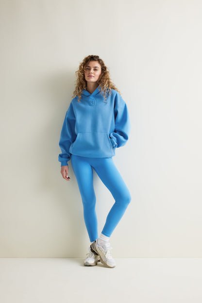 Oversized Embossed Logo Hoodie - Sky Blue