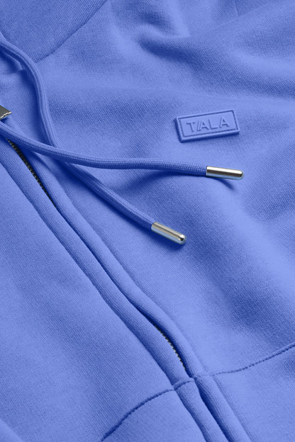 Oversized Cocoon Zip Through Hoodie - Iris Blue