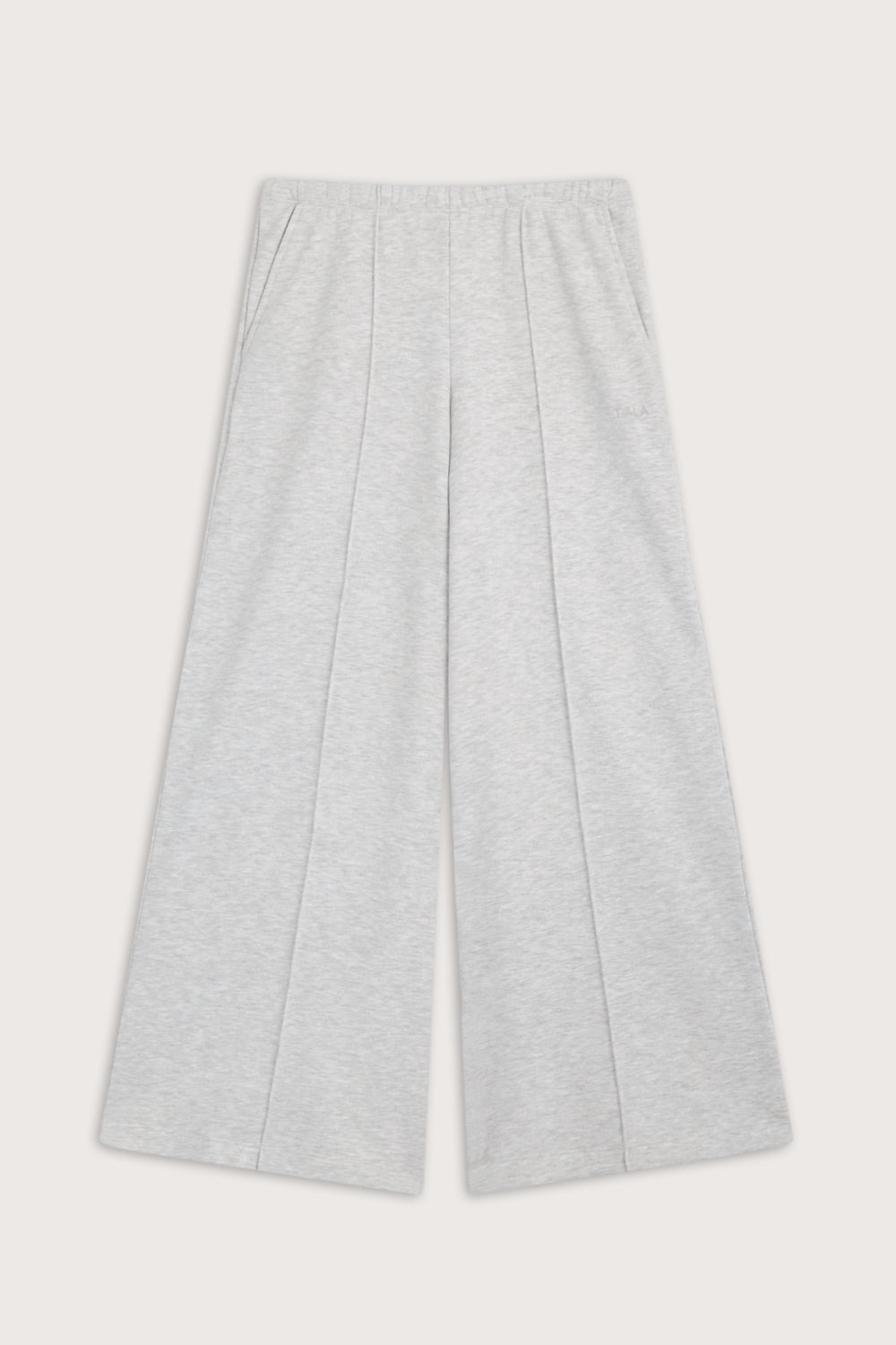 Mid Rise Pintuck Ultra Wide Leg Jogger - Grey Marl