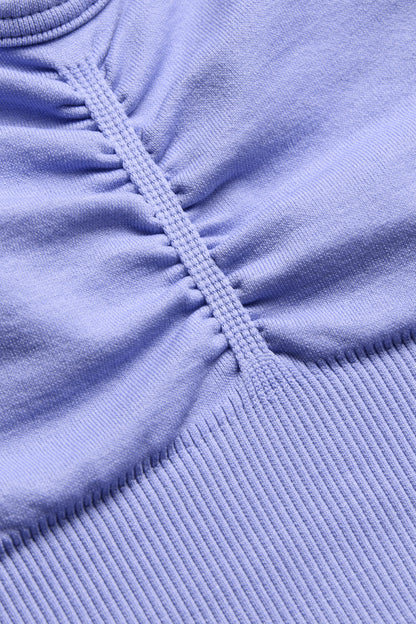 Sculpt Seamless Ruched Sports Bra - Aster Blue