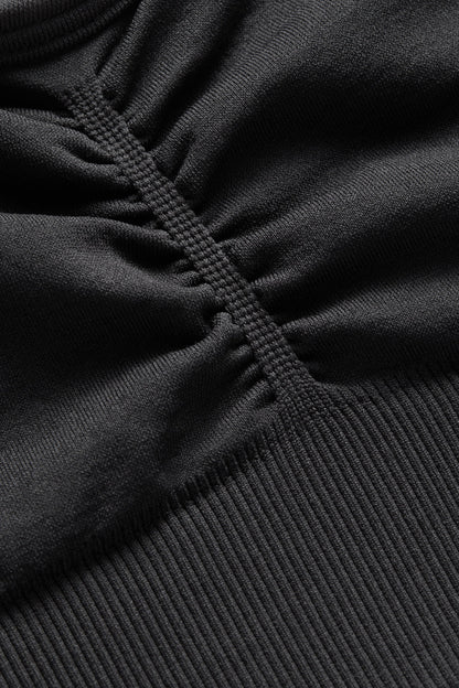 Sculpt Seamless Ruched Sports Bra - Black Marl