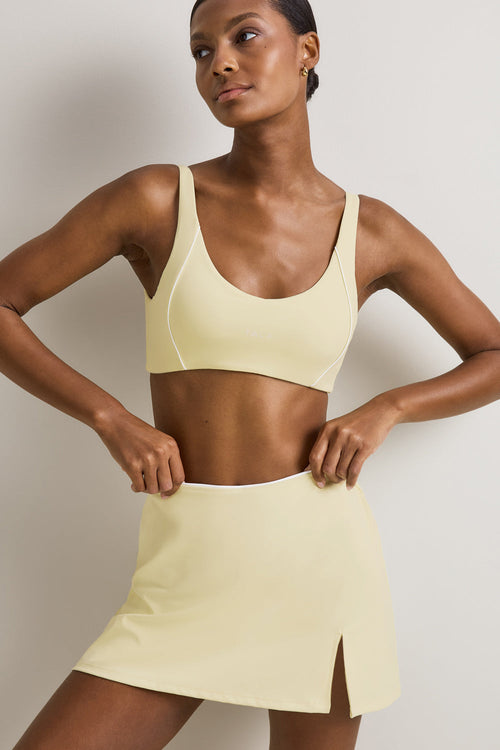 SkinLuxe Contrast Piping Mini Skort - Lemon Yellow