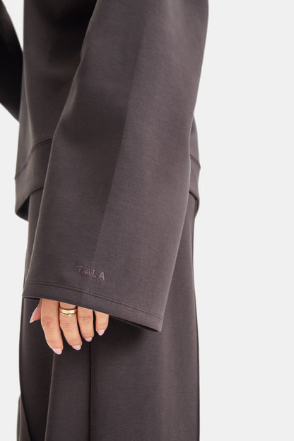 SoftSmart Flared Sleeve Hoodie - Cocoa
