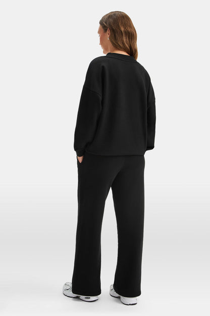 Oversized V Neck Sweatshirt - Black