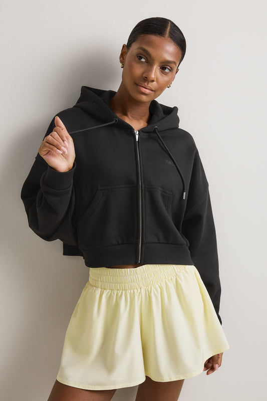 Relaxed Cotton Cocoon Hoodie - Shadow Black