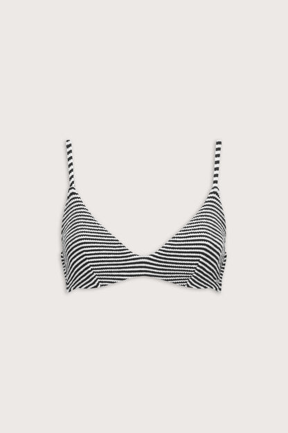 Crinkle Scoop Underwired Bikini Top - Ivory / Black