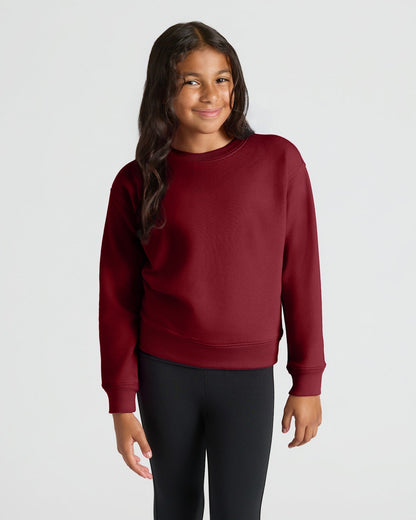 Girls Dark Maroon Slouch Pullover Crew & Relaxed Jogger 2-Pack