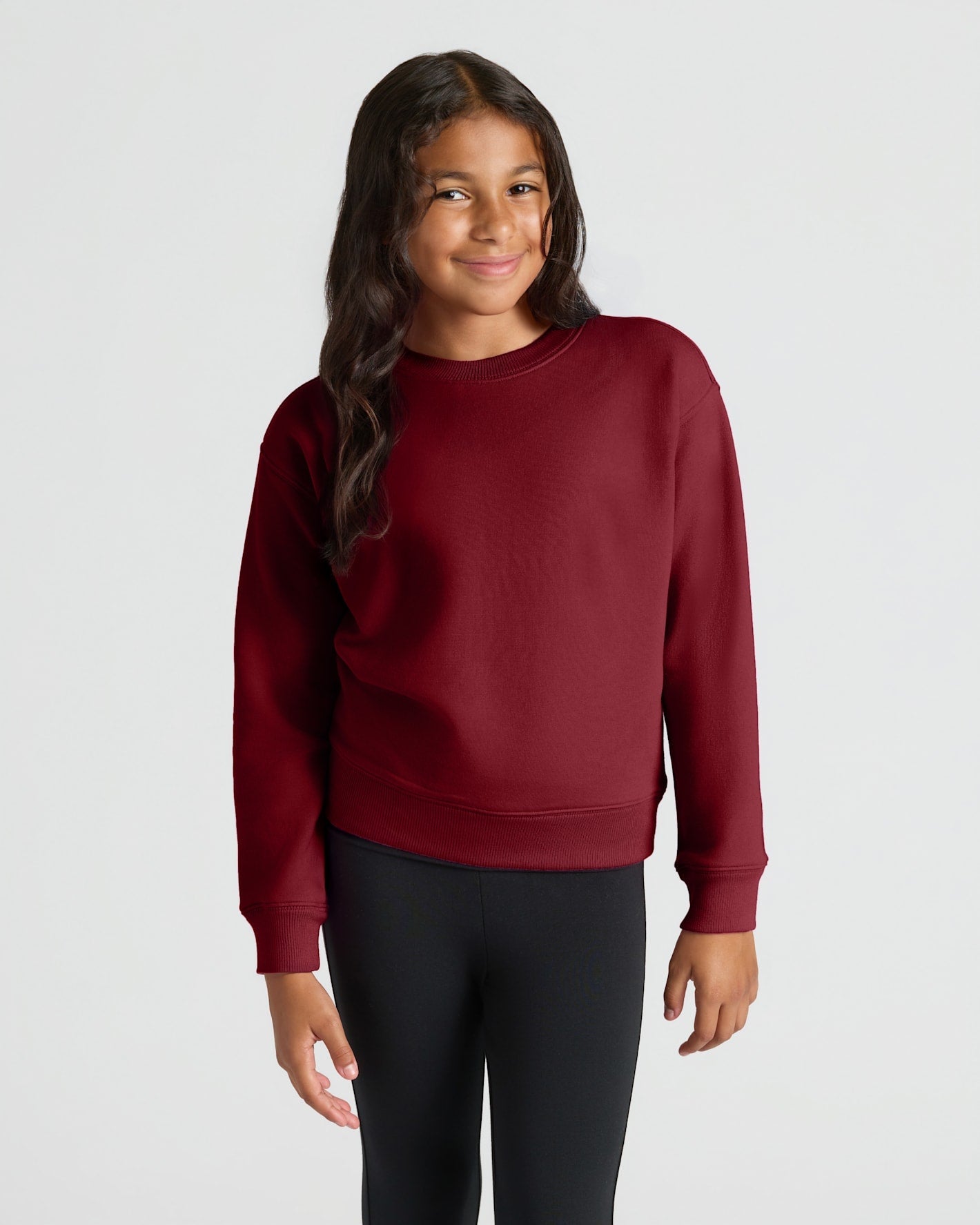 Girls Deep Emerald & Dark Maroon Slouch Pullover Crew 2-Pack