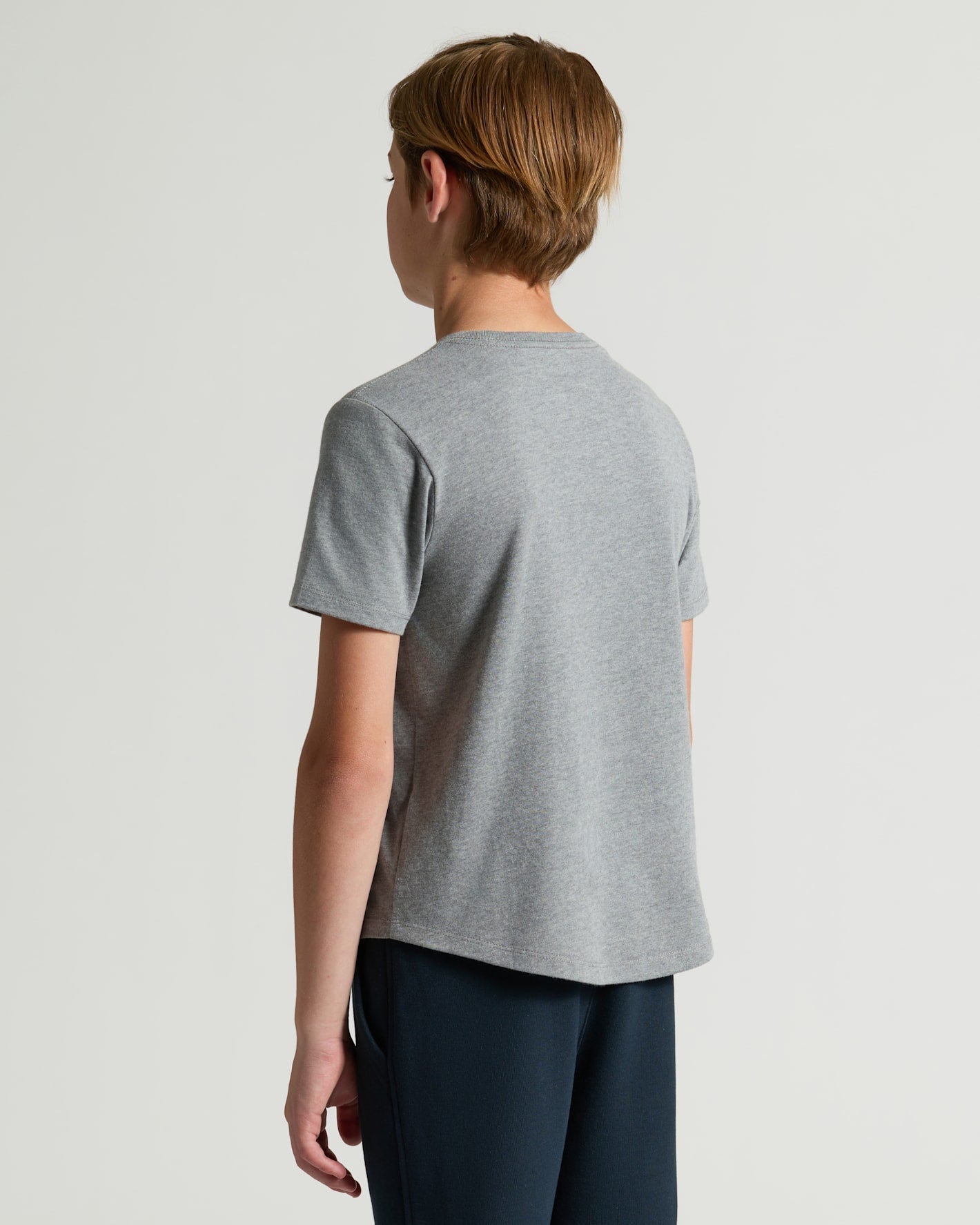 Boys' Heather Gray Classic Curved Hem Crew Neck