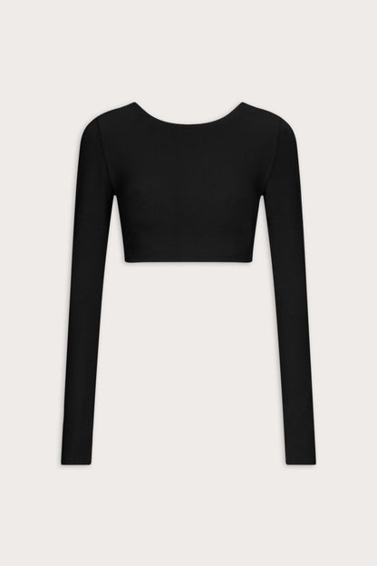 Multiway Long Sleeve Tie Top - Shadow Black
