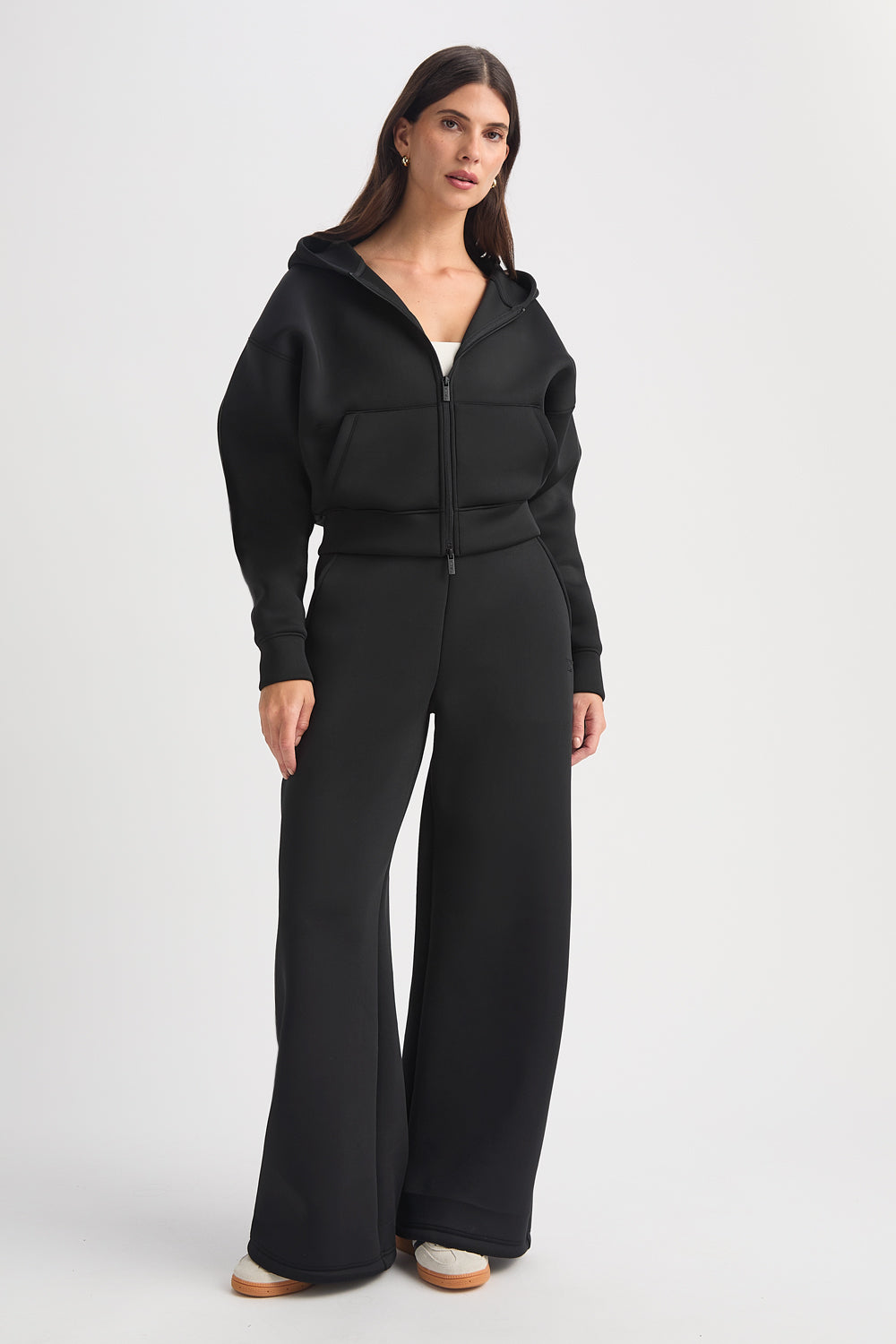 Spacer Zip Through Hoodie - Black