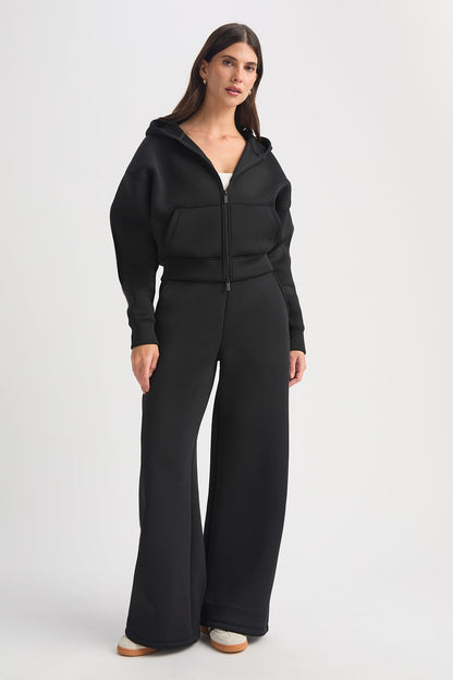 Spacer Zip Through Hoodie - Black
