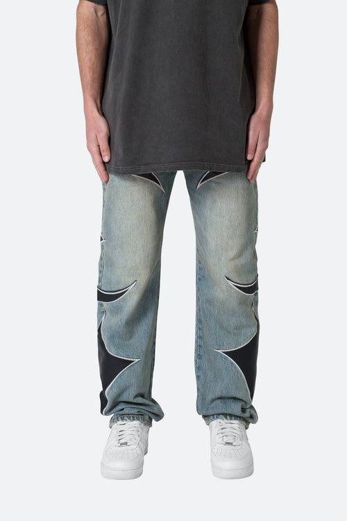 Tribal Patched Denim - Blue/Black