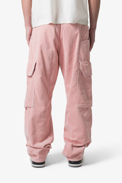 Ultra Baggy Corduroy Cargo Pants - Pink