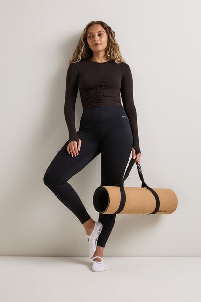 UltraLite Ruched Long Sleeve Top - Americano
