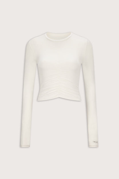 UltraLite Ruched Long Sleeve Top - Ivory