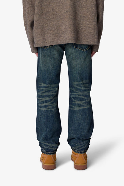 V726 Distressed Baggy Denim - Medium Blue