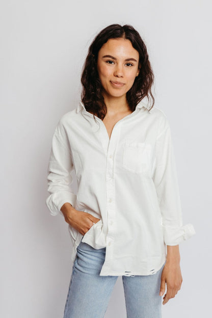 Sale Andi Distressed Button Down Top