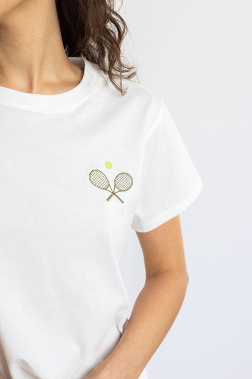 Sale Chloe Tee With Tennis Embroidery