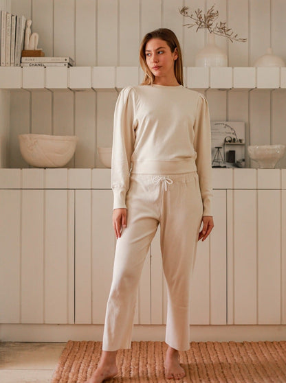 Jewel Puff Sleeve Crew